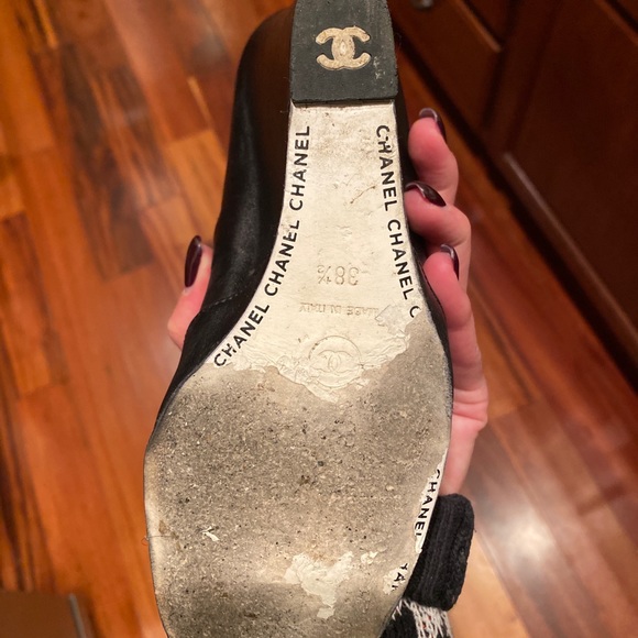 Auth Chanel black lambskin leather wedge booties - Picture 5 of 6